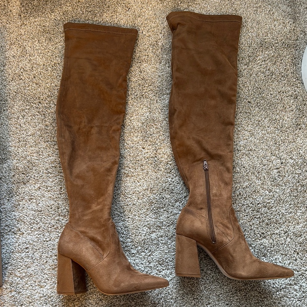Brown Suede Over-the-Knee Boots
